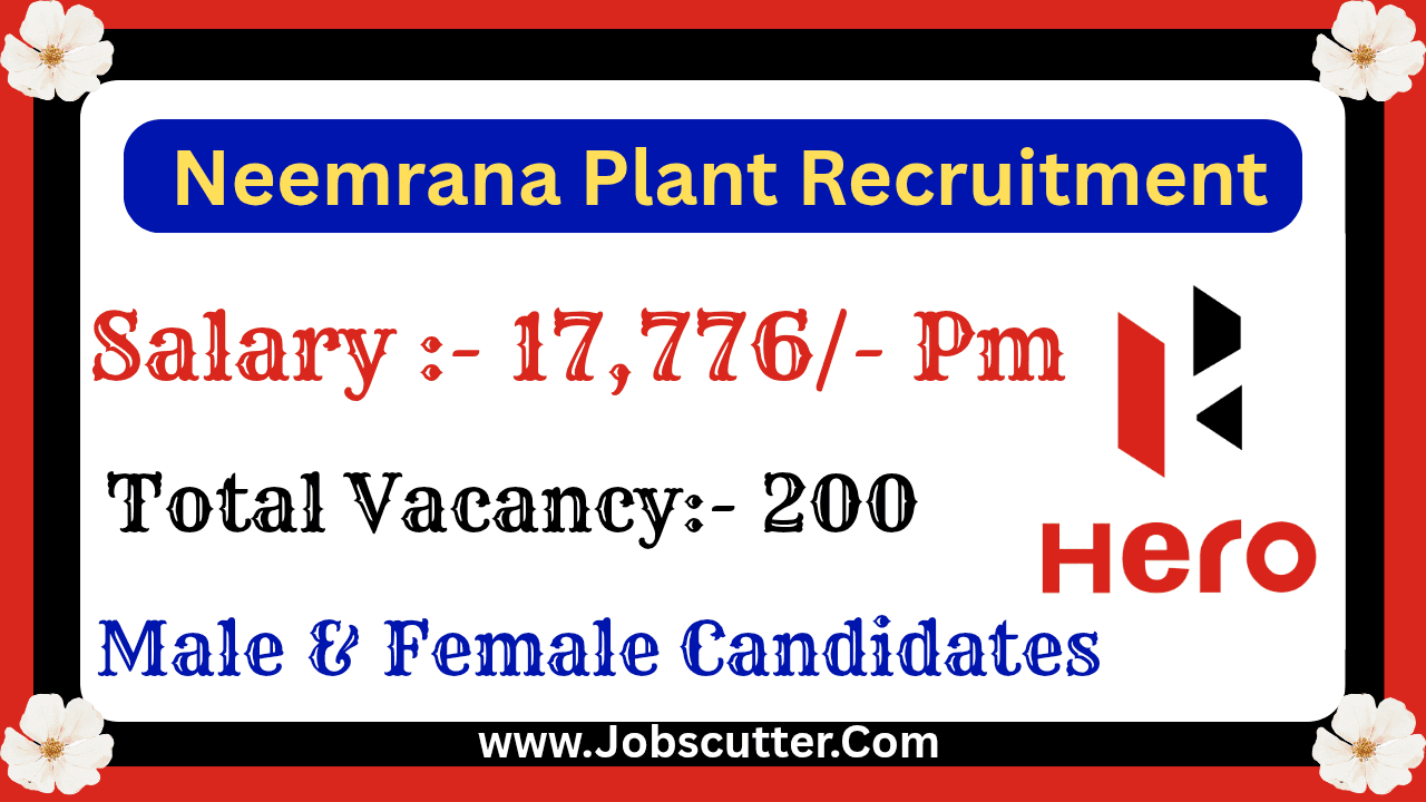 Hero MotoCorp Neemrana Plant Recruitment