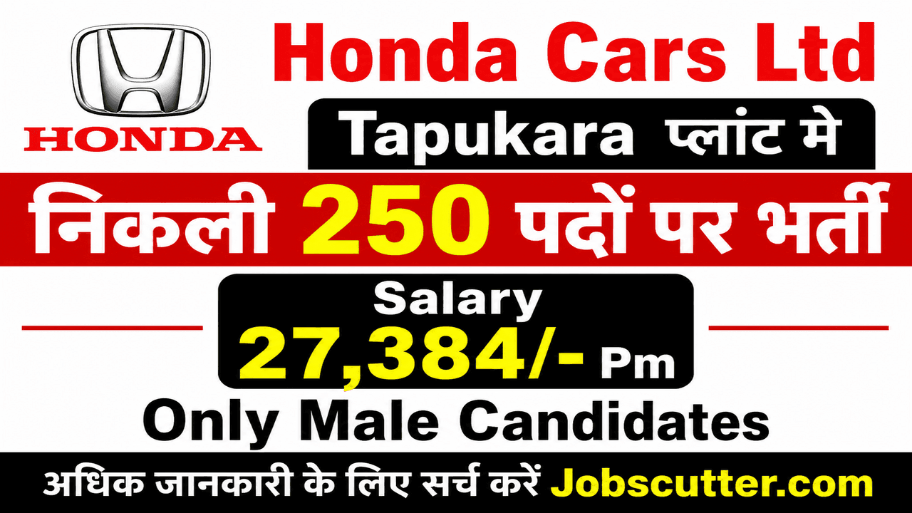 Honda Cars ITI Recruitment 2026: Tapukara प्लांट मे 250 पदों पर निकली भर्ती